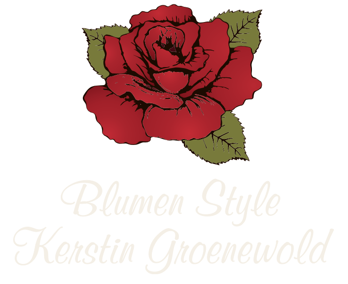 Rote Rose mit dem originalen Schriftzug Blumen Style · Kerstin Groenewold